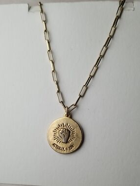 Inspirational Pendant With Gold Tone Paperclip Chain Necklace